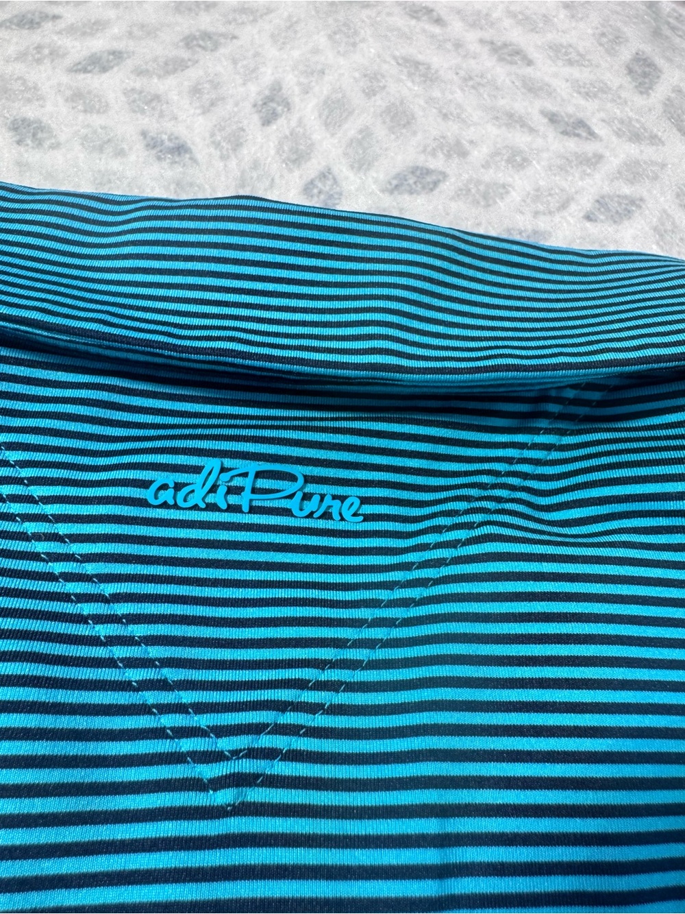 adiPure by Adidas Men’s Golf Polo Medium Blue Green Stripe Performance Shirt - Picture 8 of 11